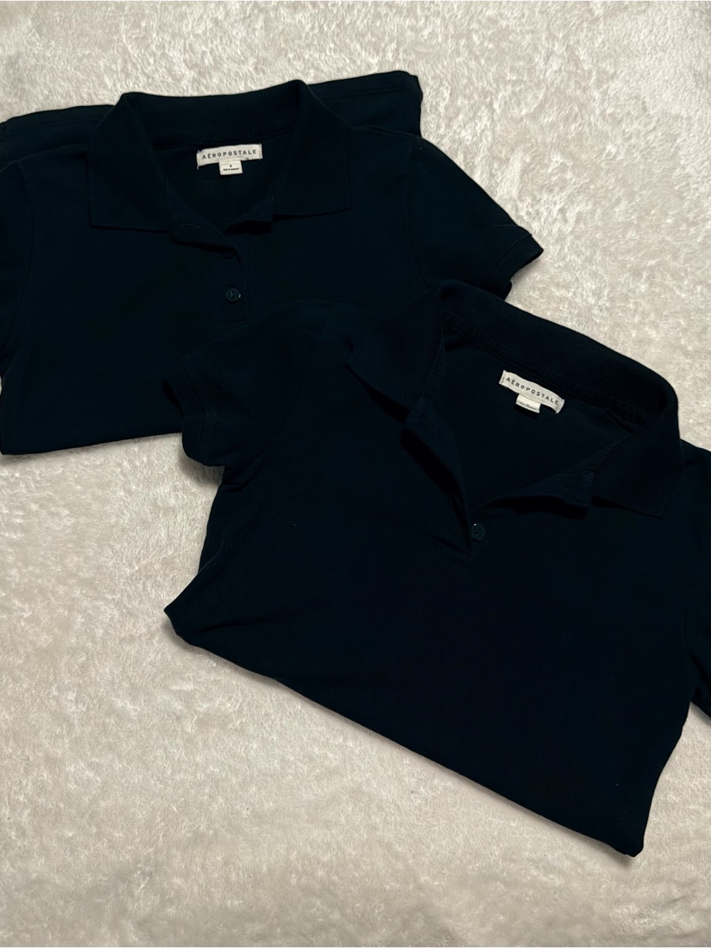 2-Pack Aeropostale Black Polo Shirts Bundle Classic Casual
